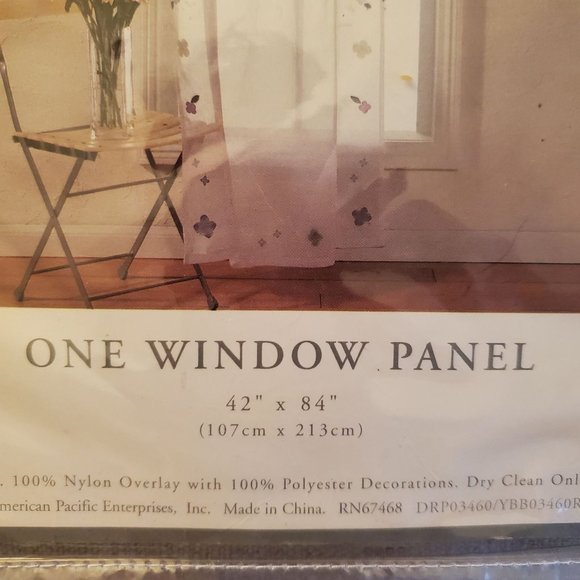 American Pacific Pair of Farmhouse Botanical Sheer Floral Curtains - Picture 6 of 6